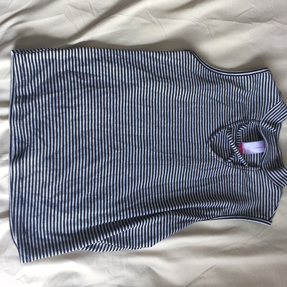 black and white stripped turtle neck shirt